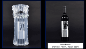 air column bag, inflatable bottle protector, inflatable wine bottle protector, inflatable bottle packaging, inflatable bottle bag, air packaging for wine bottles, inflatable wine bottle bags, inflatable packaging airbags